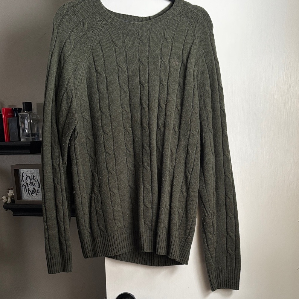 Brooks Brothers Men's Dark Green Cable Knit Sweater
